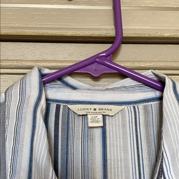 Lucky Brand Blue Stripe Button Down Top - Picture 2 of 2